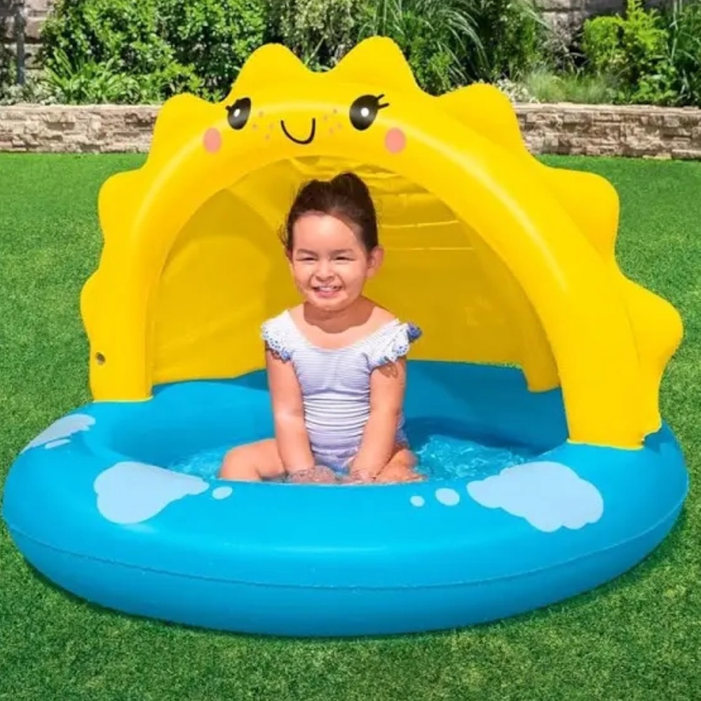 New Shade Protecting Baby Toddler Swimming Pool Sun Theme Shaded Kiddie Pool